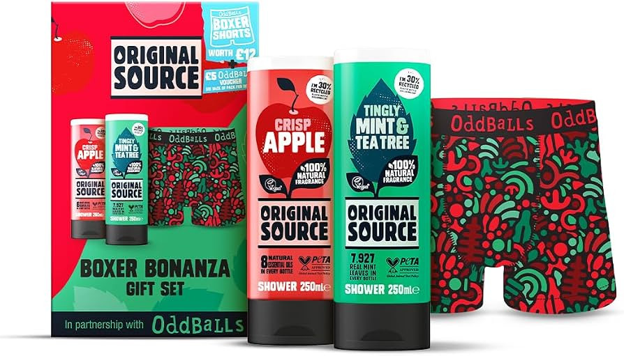 Original Source x Oddballs Boxer Bonanza Gift Set with Crisp Apple and Mint & Tea Tree Shower Gel... | Amazon (UK)