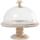 Deco 79 Mango Wood Cake Stand with Glass Dome, 12" x 12" x 12", Cream | Amazon (US)