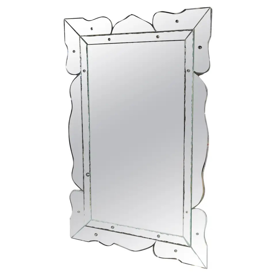 Art Deco Hollywood Regency  Venetian Style Wall Mirror | 1stDibs