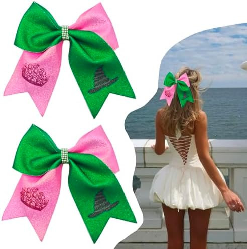 2Pcs Green & Pink Hair Bows – Witch Hair Accessories, Witch Merch Gifts for Women, Inspired Cli... | Amazon (US)