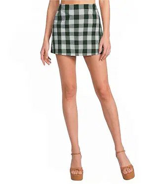 Stanton Gingham Print Coordinating A-Line Mini Skirt | Dillard's