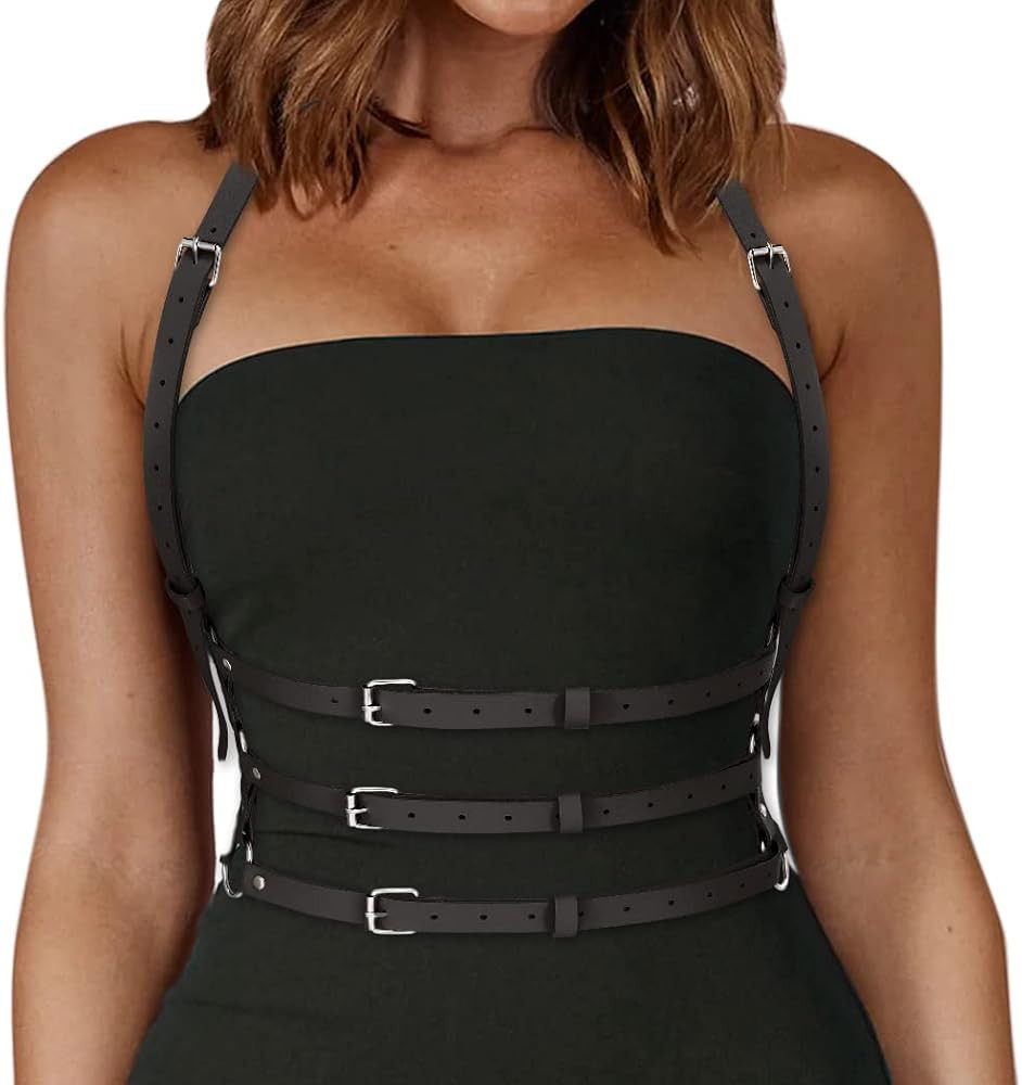 BODIY Plus Size Harness Punk Leather Harness Belts Women Fashion Rave Body Harness | Amazon (US)