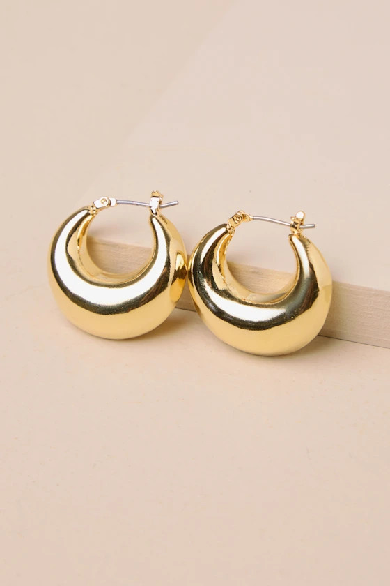 Timeless Darling Gold Puffy Hoop Earrings | Lulus