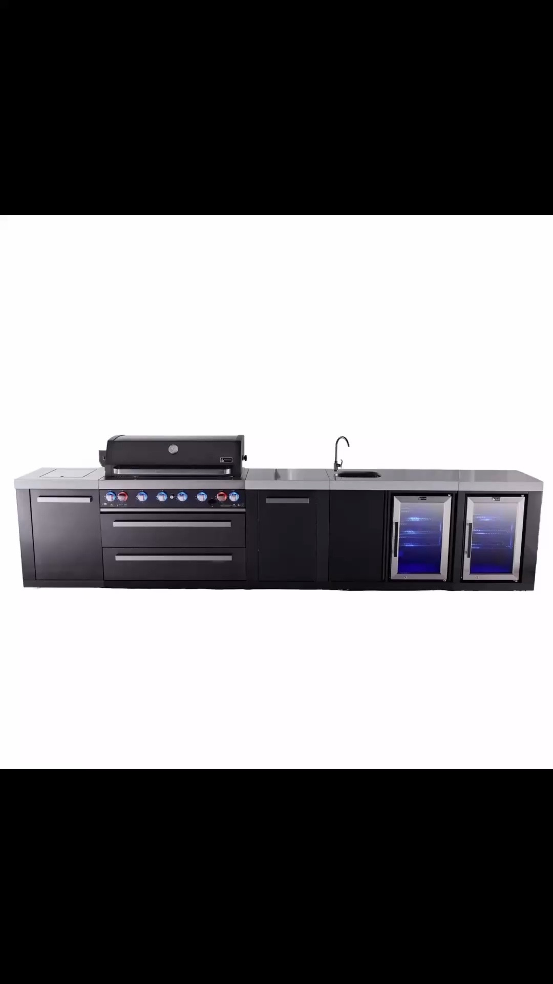 Mont Alpi Black Stainless Steel Premium 157"W x 23"D x 46"H Modular Outdoor Kitchen Island with 2 Refrigerators + Faucet & Sink Combo + 44"W 6-Burner BBQ Gas Grill + Side Burner + White Granite Countertops + Natural Gas Convertible + Lifetime Warranty

#LTKHome #LTKdayinmylife #LTKSaleAlert

#LTKPetite #LTKTall #LTKOver40