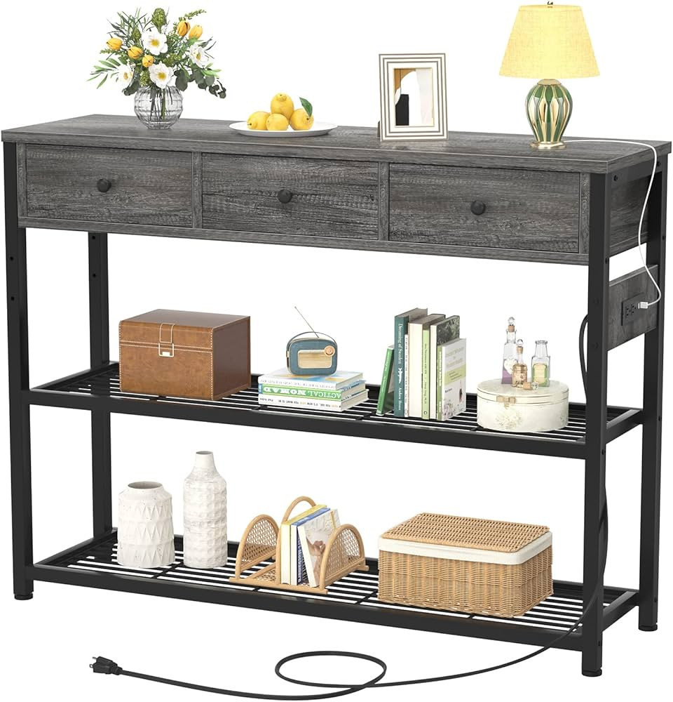 Ecoprsio 47'' Entryway Table with Outlets and USB Ports, Console Table with 3 Drawers, Sofa Table... | Amazon (US)