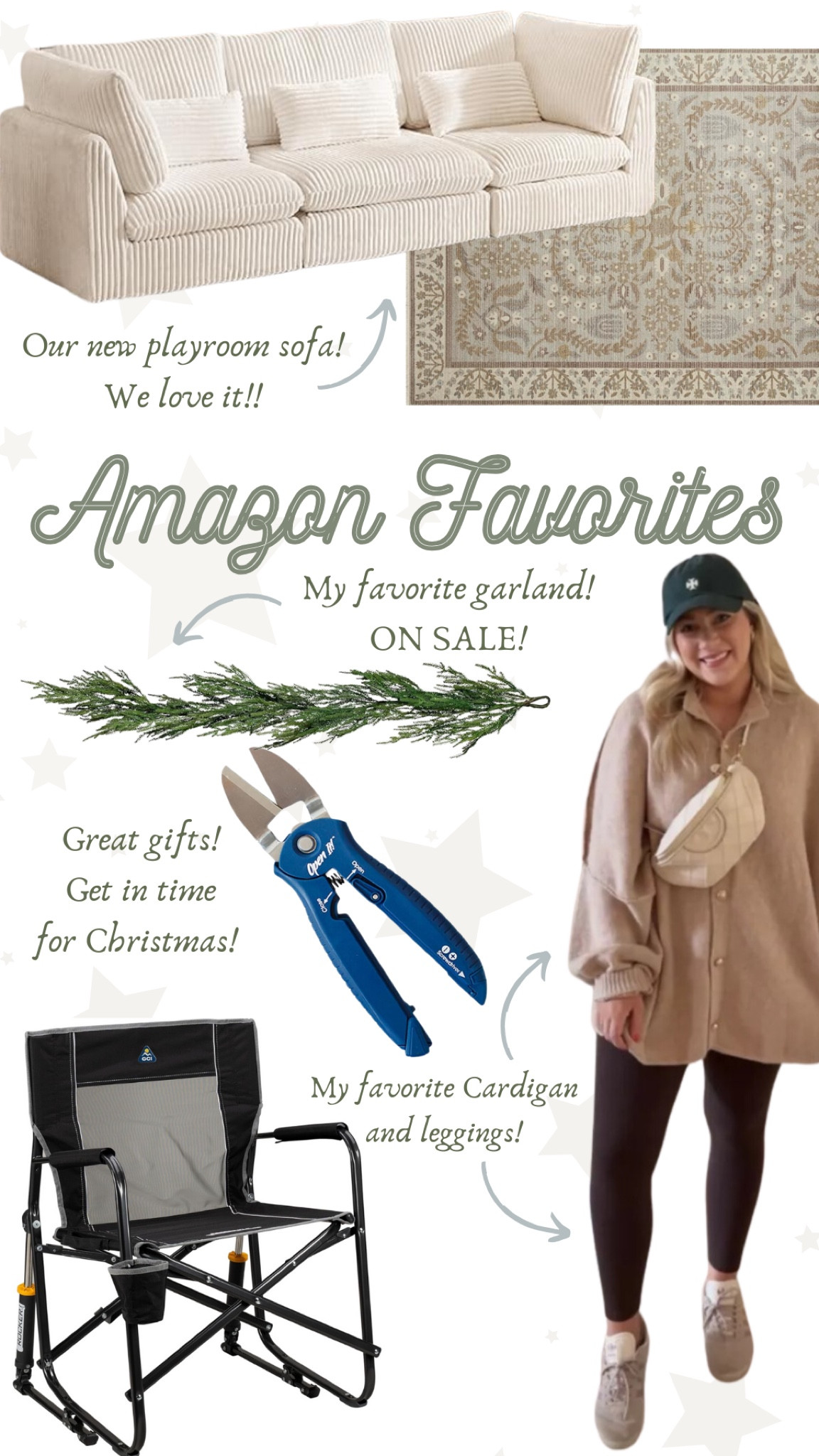 Amazon favorites! 

THEBLOOMINGNEST cardigan leggings rug sofa chair gifts garland 

#LTKStyleTip #LTKSeasonal #LTKHome