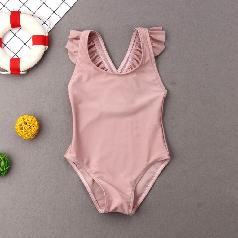 Mommy and Me One Piece Swimsuit Ruffle Solid Color Bathing Suit Family Matching Swimwear | Walmart (US)