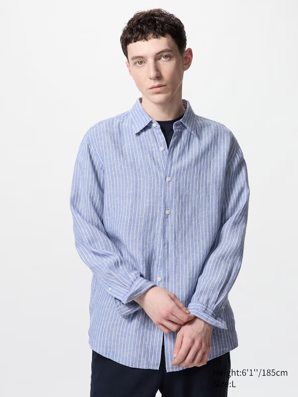 Camisa 100% lino prémium (rayas) | Uniqlo ES