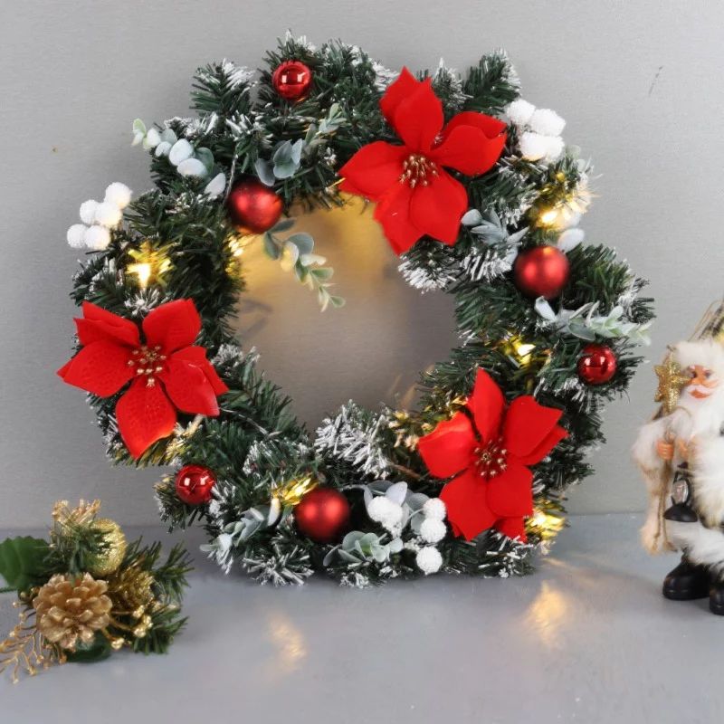 Christmas Wreath With Battery Powered LED Light String Front Door Hanging Garland Holiday Home De... | Walmart (US)