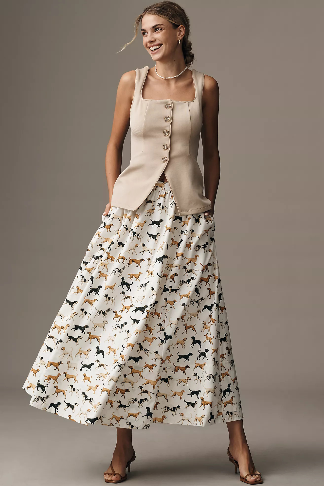 The Jacie Poplin Printed Maxi Skirt by Maeve | Anthropologie (US)