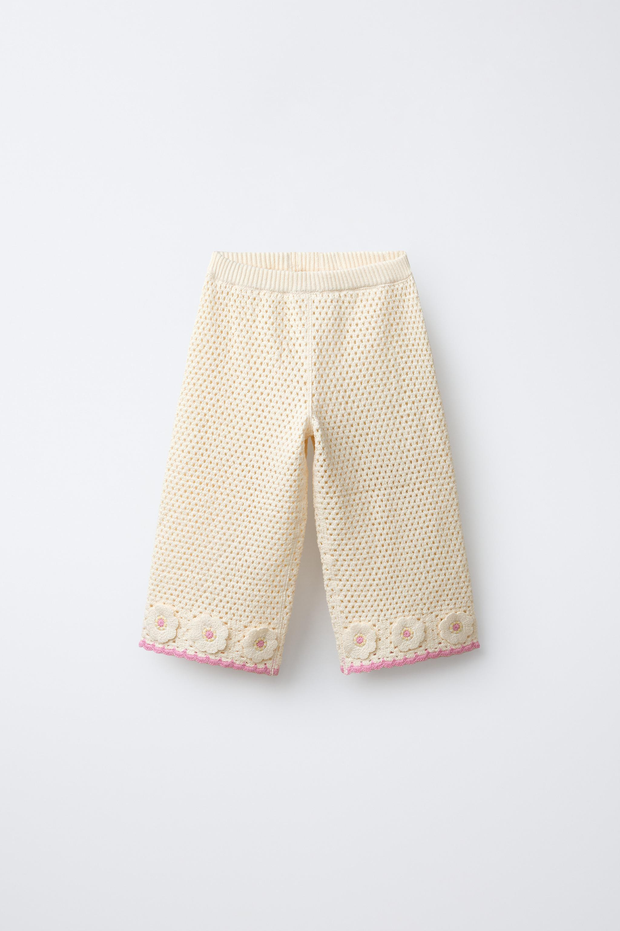 CROCHET KNIT FLORAL CULOTTES | Zara US