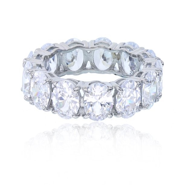 Sterling Silver 6x8mm Oval Cubic Zirconia Eternity Band Ring - Walmart.com | Walmart (US)