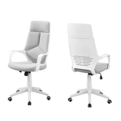 Monarch Specialties Swivel Executive Office Chair in White/Grey | Bed Bath & Beyond
