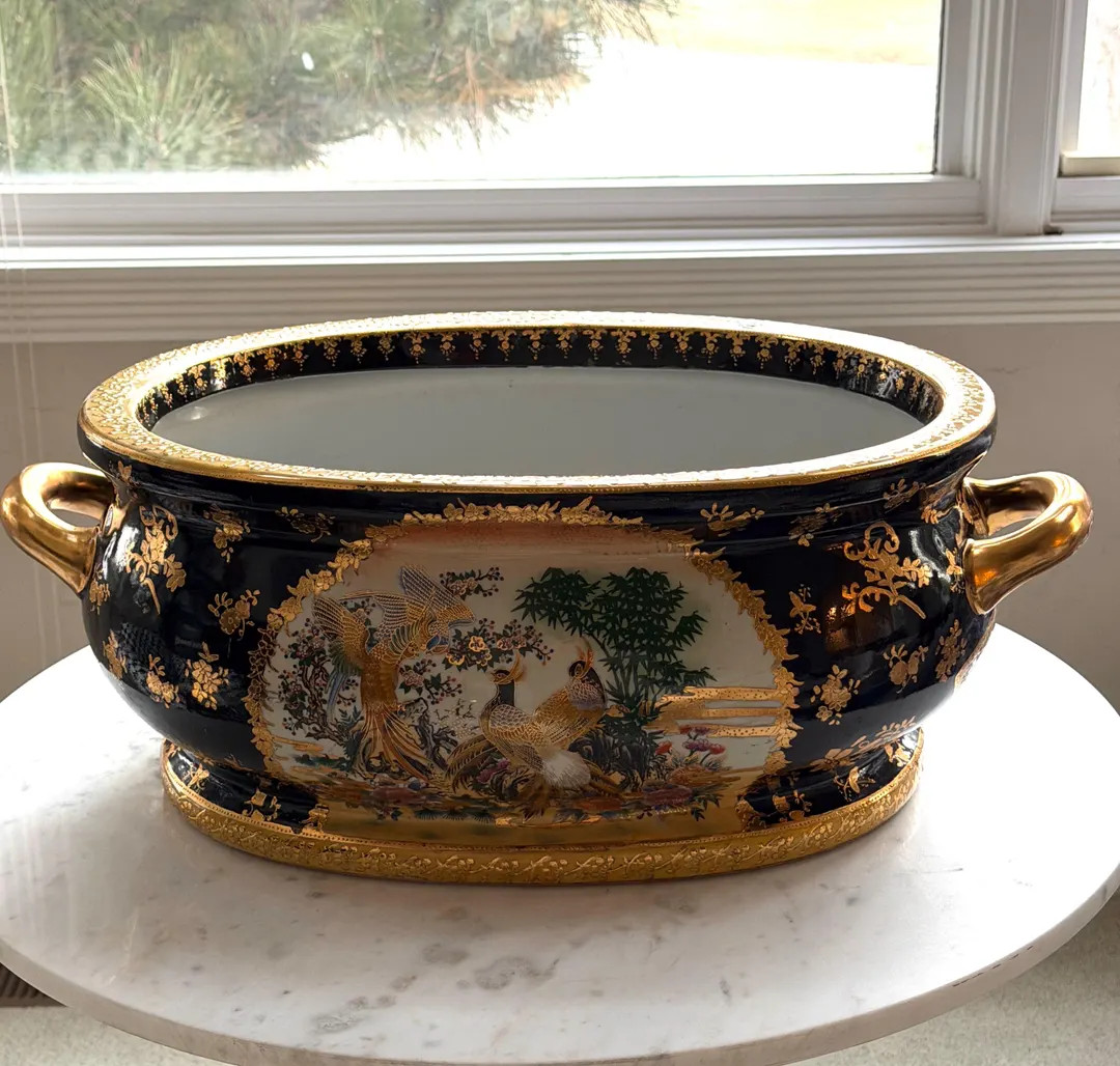 Vintage Asian Oriental Porcelain Oval Foot Bath/planter - Etsy | Etsy (US)