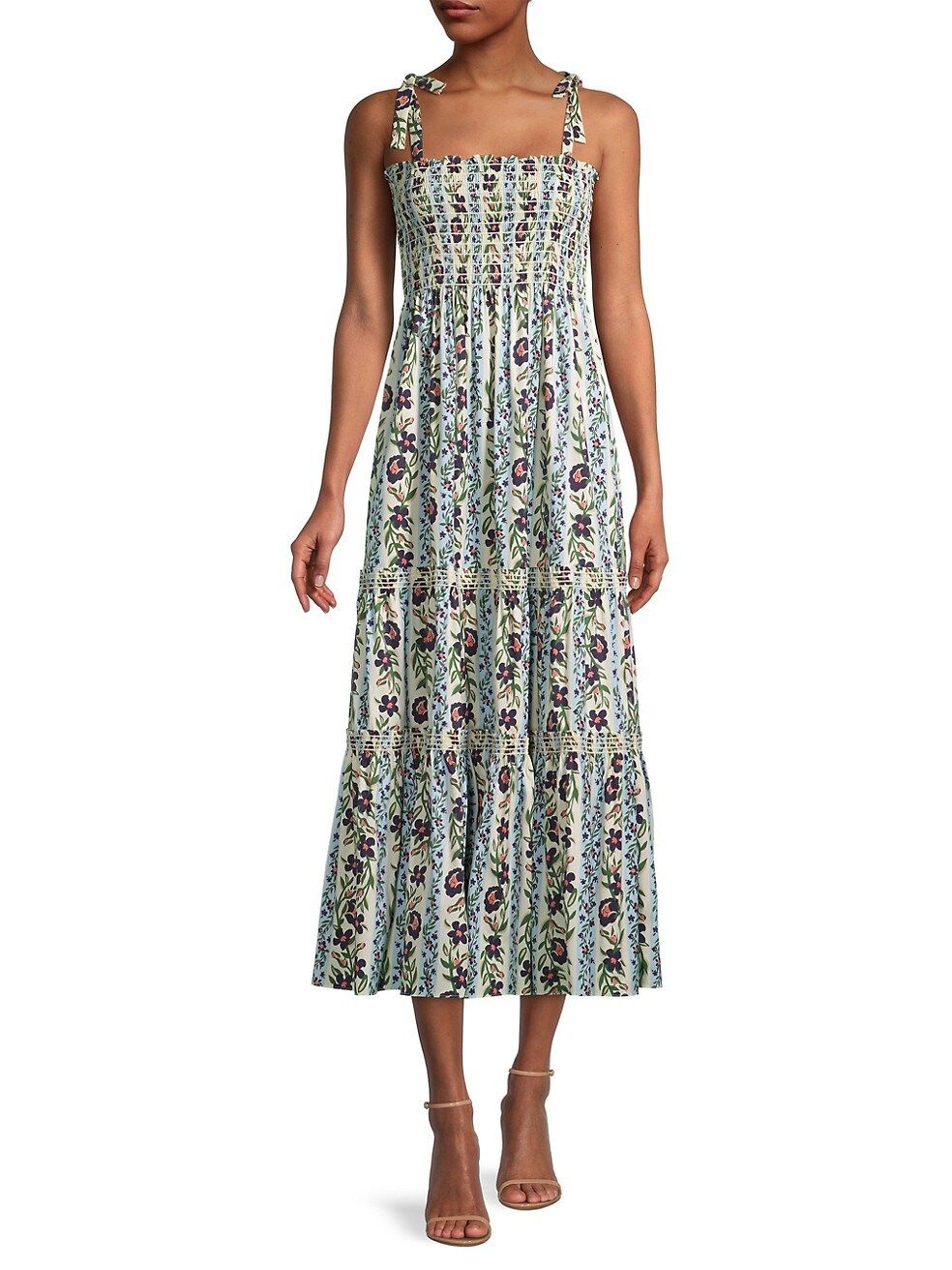 Floral Tie-Shoulder A-Line Maxi Dress | Saks Fifth Avenue