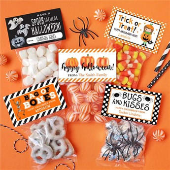 Personalized Halloween Labels & Bags | Set Of 24 | Jane