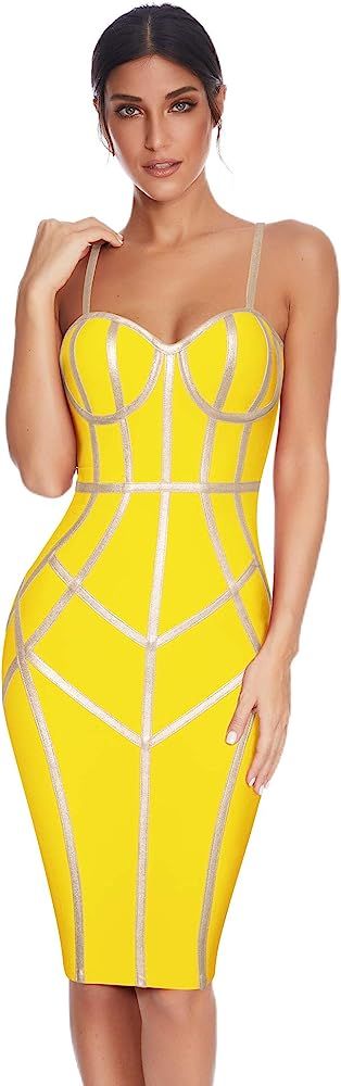 meilun Womens Spaghetti Strap Bandage Celebrity Party Club Dresses | Amazon (US)