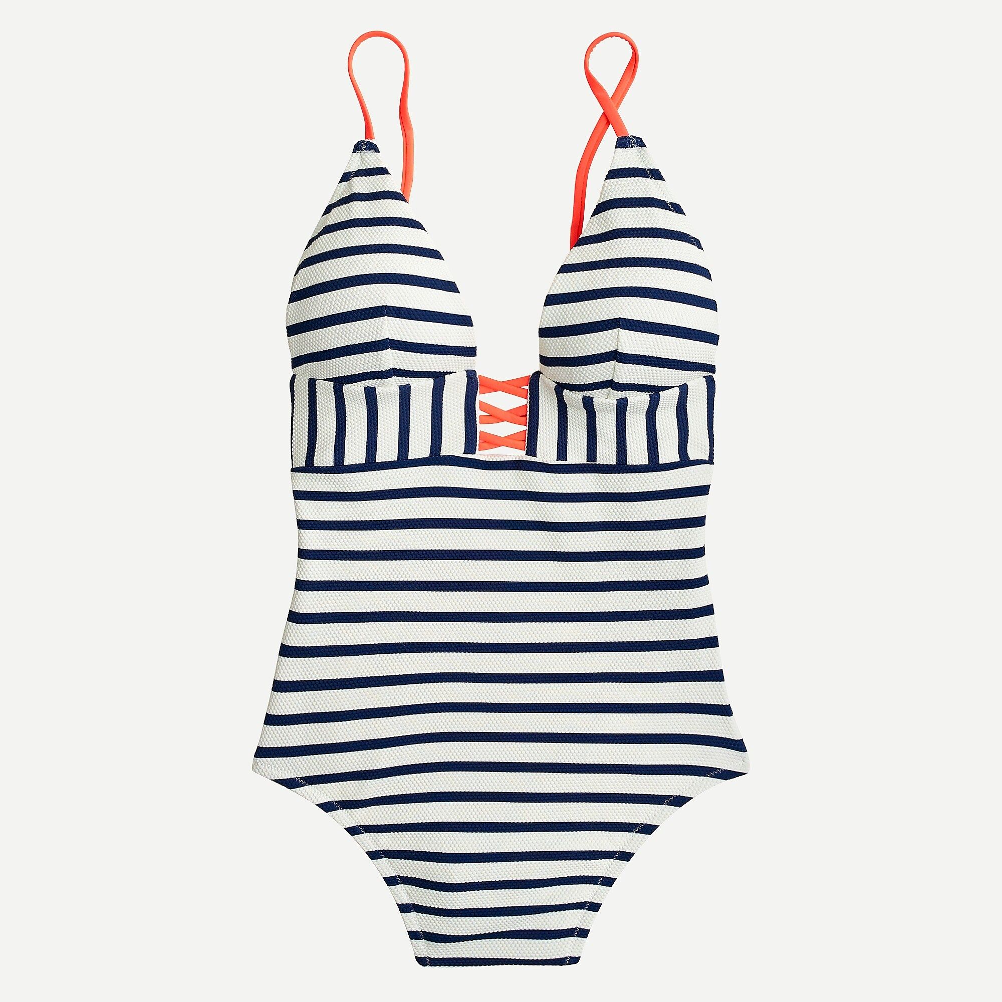 V-neck crisscross one-piece in textured stripe | J.Crew US