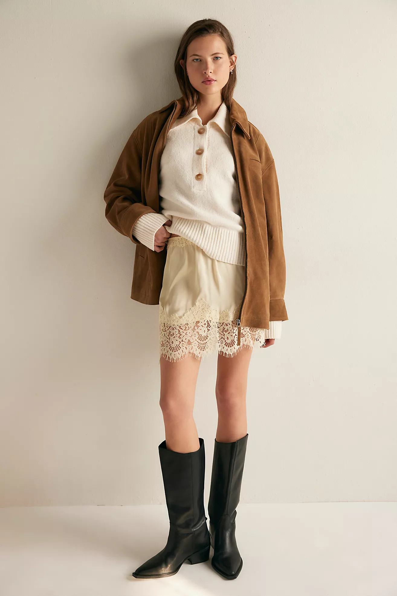 Meet Me In The Middle Mini Slip Skirt | Free People (UK)