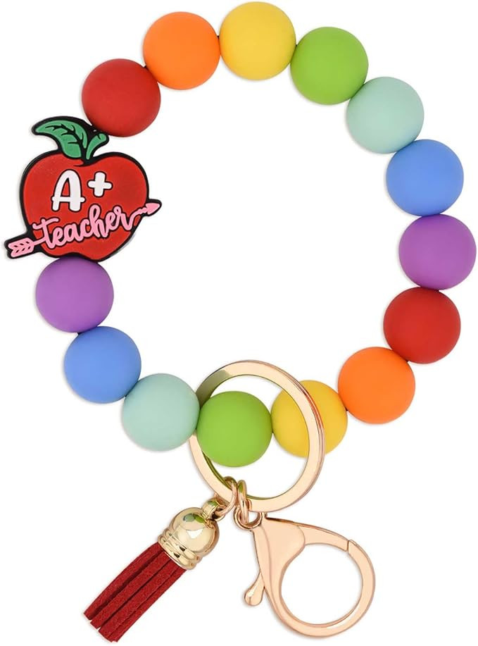 BAOSIWA Silicone Beaded Keychain Wristlet Key Ring Bracelet Cute Car Key Chain Holder for Women G... | Amazon (US)