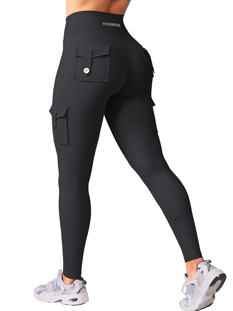 YEOREO CoreFlex Workout Cargo Leggings with Pockets for Women Hidden Scrunch Butt Lifting Legging... | Amazon (US)