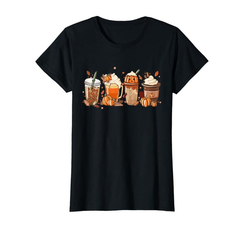 Fall Coffee, Halloween Pumpkin Latte Drink Cup,Pumpkin Spice T-Shirt | Amazon (US)