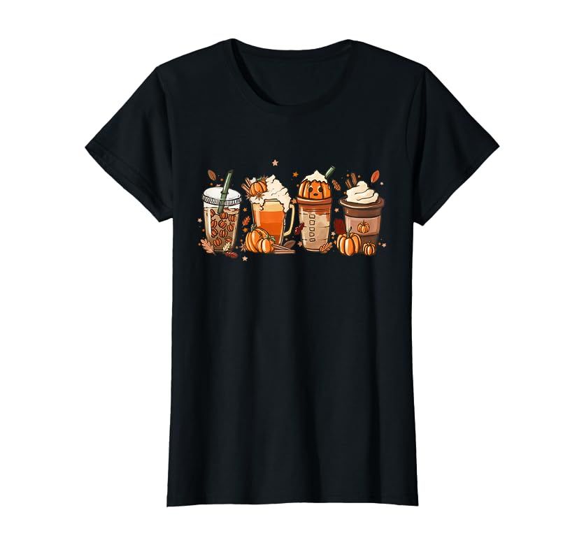 Fall Coffee, Halloween Pumpkin Latte Drink Cup,Pumpkin Spice T-Shirt | Amazon (US)