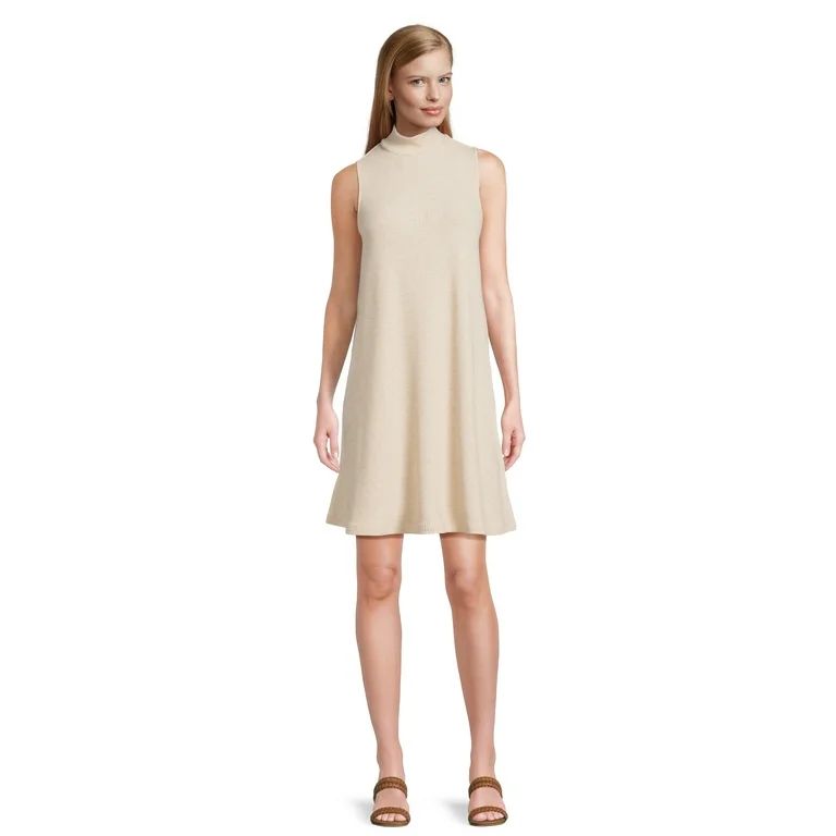 Time and Tru Women's Knit Swing Dress with Mock Neck, Sizes XS-XXXL | Walmart (US)