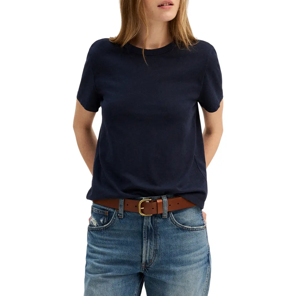 Madewell Perfect Crewneck T-Shirt in Deep Indigo at Nordstrom, Size X-Large | Nordstrom