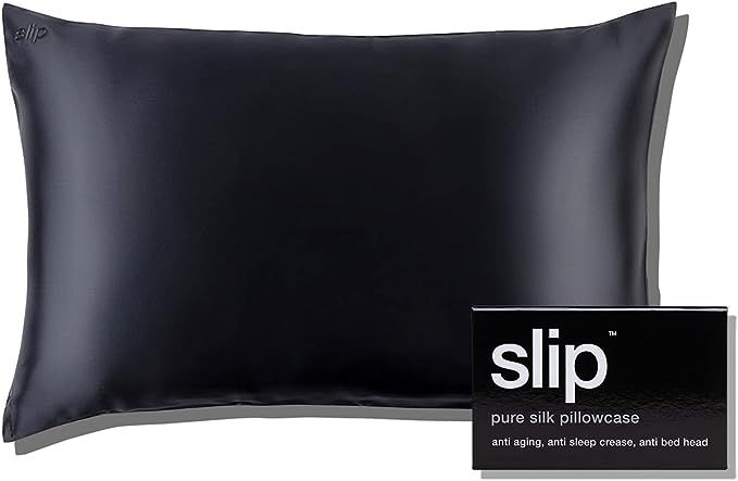 SLIP Silk Queen Pillowcase, Black (20" x 30") - 100% Pure 22 Momme Mulberry Silk Pillowcase - Ant... | Amazon (US)