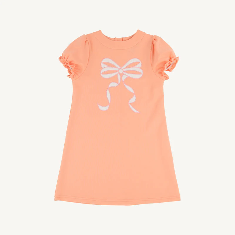 Short Sleeve Eliza's Applique Dress - Seashore Sherbet with Palmetto P | The Beaufort Bonnet Company