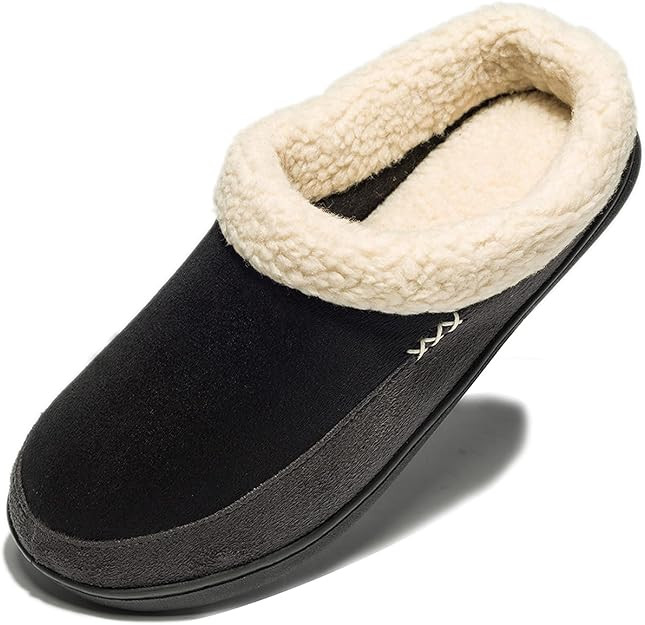 NewDenBer Men's Warm Memory Foam Slippers Suede Plush Fleece Lined Slip on Indoor Outdoor Clog Ho... | Amazon (US)