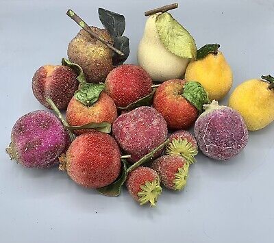Vintage Faux Fruit Sugared Frosted 15 Pcs Wreath Fruit Apple Pear Orange Crafts  | eBay | eBay US
