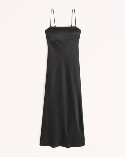 Satin Cowl Back Slip Midi Dress | Abercrombie & Fitch (US)