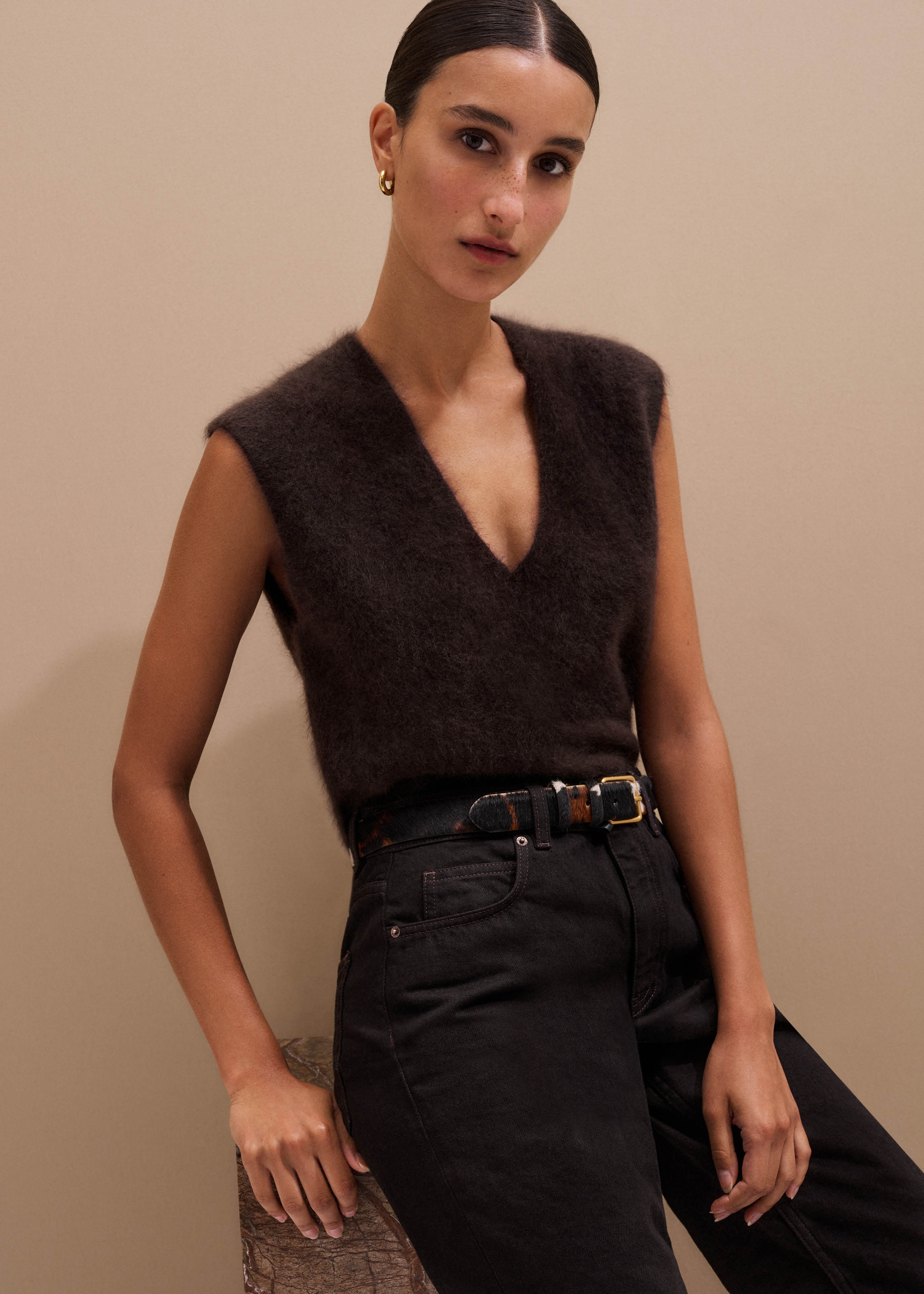 V-Neck Sweater Vest Brushed Cashmere | ME+EM US