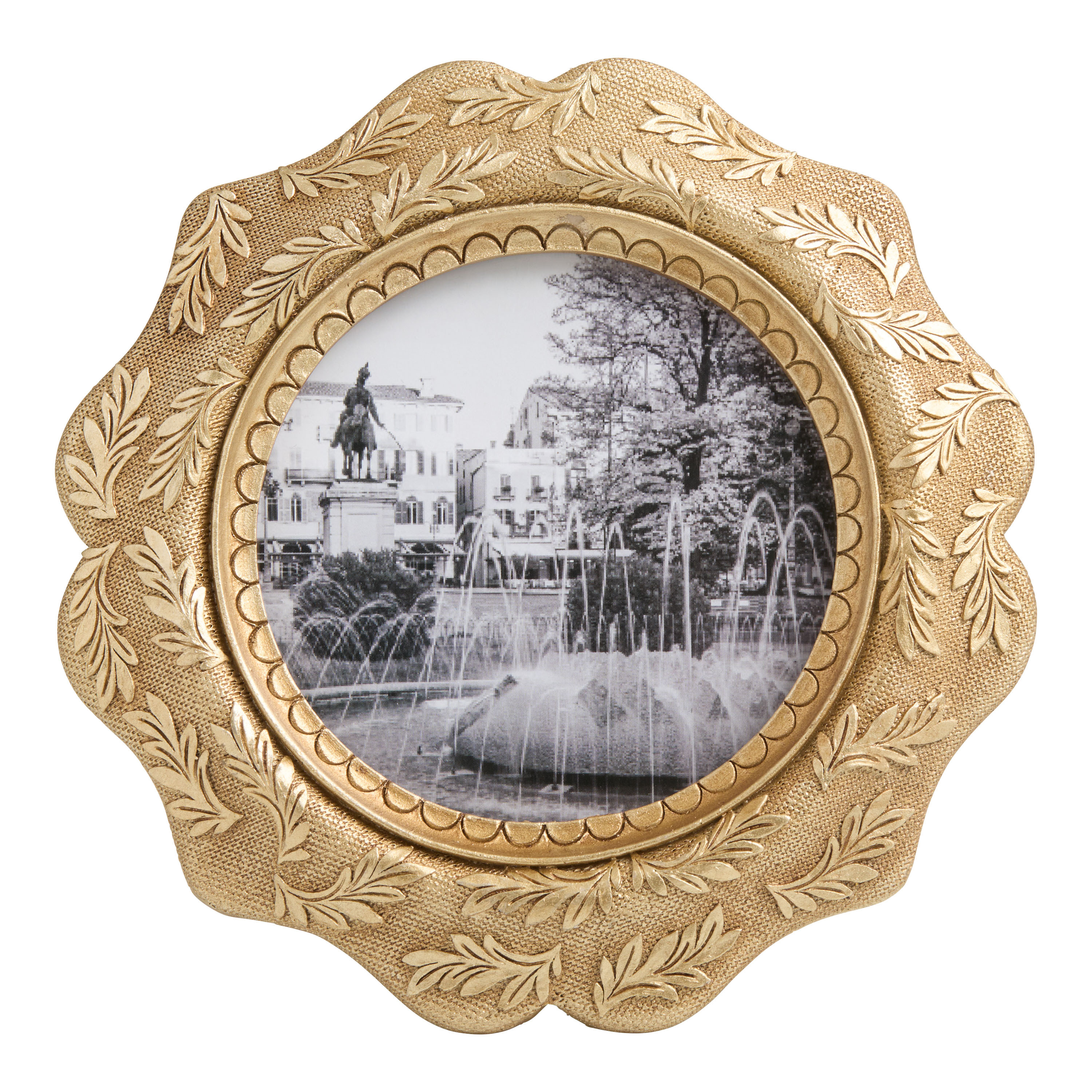Round Antique Gold Resin Lace Botanical Picture Frame | World Market