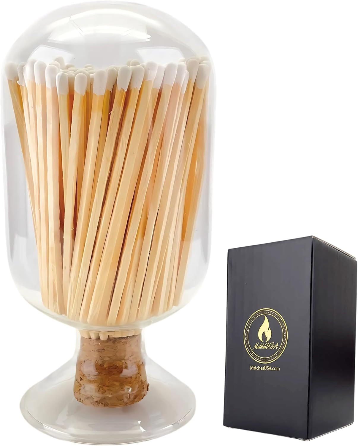 Large Cloche | Includes 4" Matches! | Decorative Glass Cloch | Bottle Jar Fireplace Candle Match ... | Amazon (US)