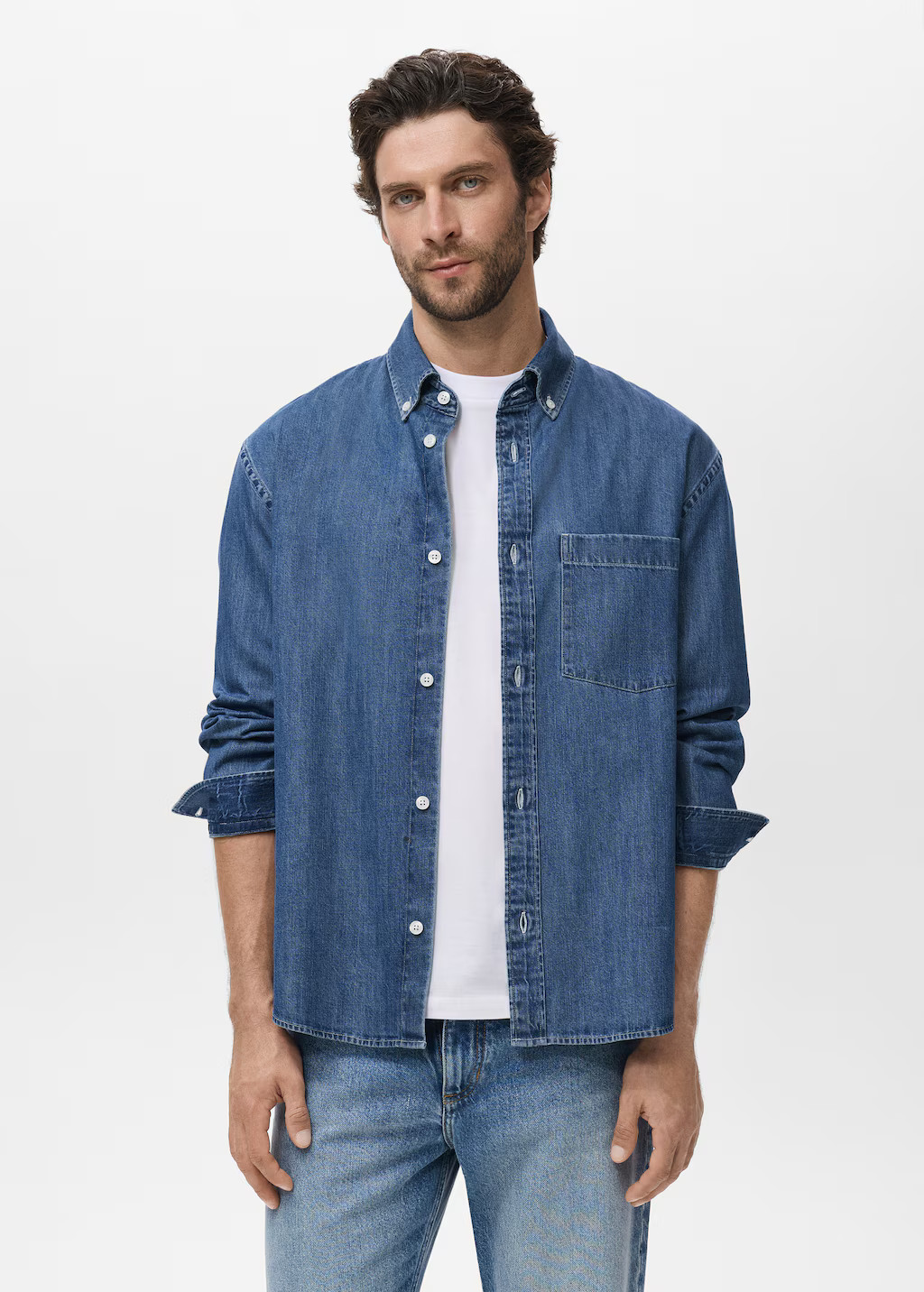 Denim overshirt with pocket - Men | MANGO USA | Mango (US/MX/AU)
