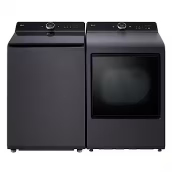 LG LG High Efficiency Impeller Smart Top-Load Washer and Electric Dryer Matte Black | Lowe's