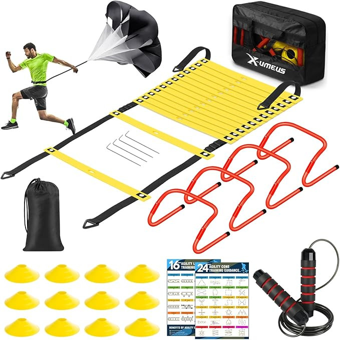 Agility Ladder Speed Training Equipment Set-20ft Agility Ladder,12 Soccer Cones,4 Hurdles, Jump R... | Amazon (US)