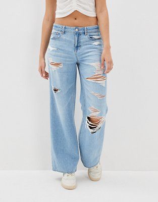 AE Ripped Low-Rise Baggy Wide-Leg Jean | American Eagle Outfitters (US & CA)
