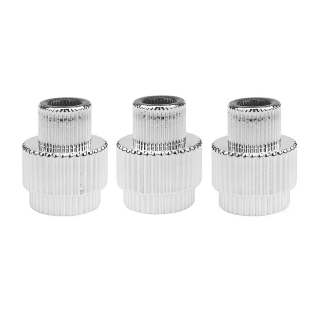Sofia Home Stackable Glass Taper Candle Holders, Silver, Set of 3, By Sofia Vergara | Walmart (US)