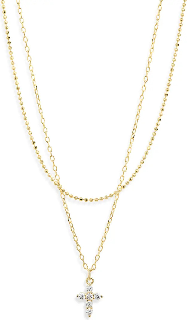 Cubic Zirconia Cross Pendant Layered Necklace | Nordstrom Rack
