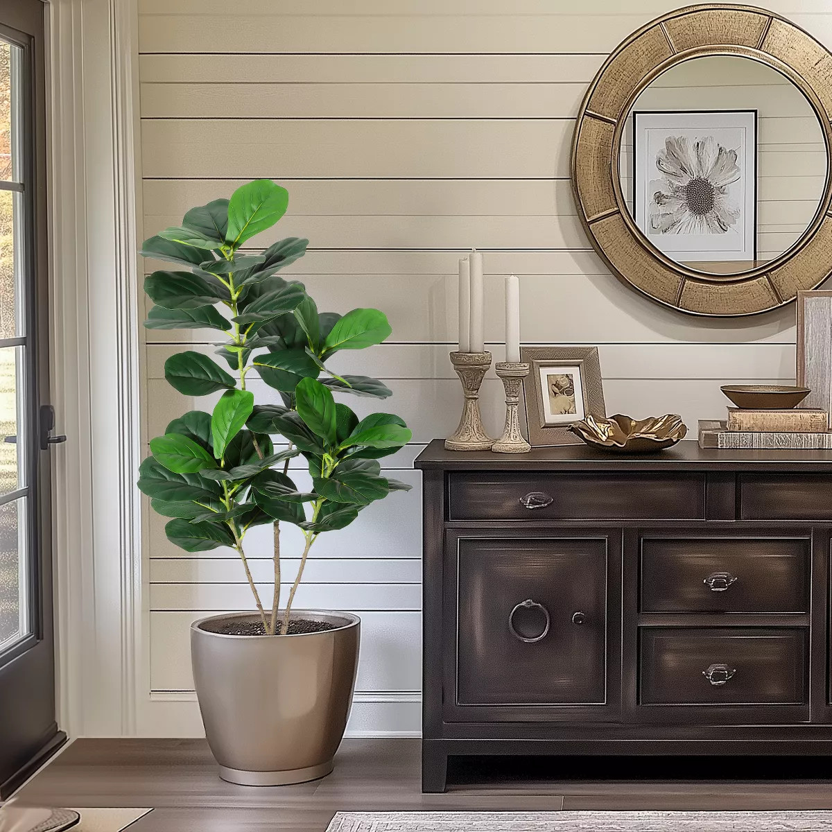 Whizmax Fiddle Leaf Fig Tree Artificial Plant 4/5/6FT Tall Faux Plants Indoor Fake Ficus Lyrata P... | Target