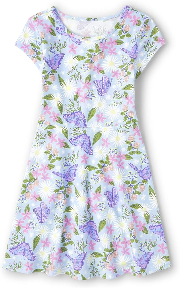 The Children's Place Girls' Plaid Stretch Jacquard Short Sleeve Dress | Amazon (US)