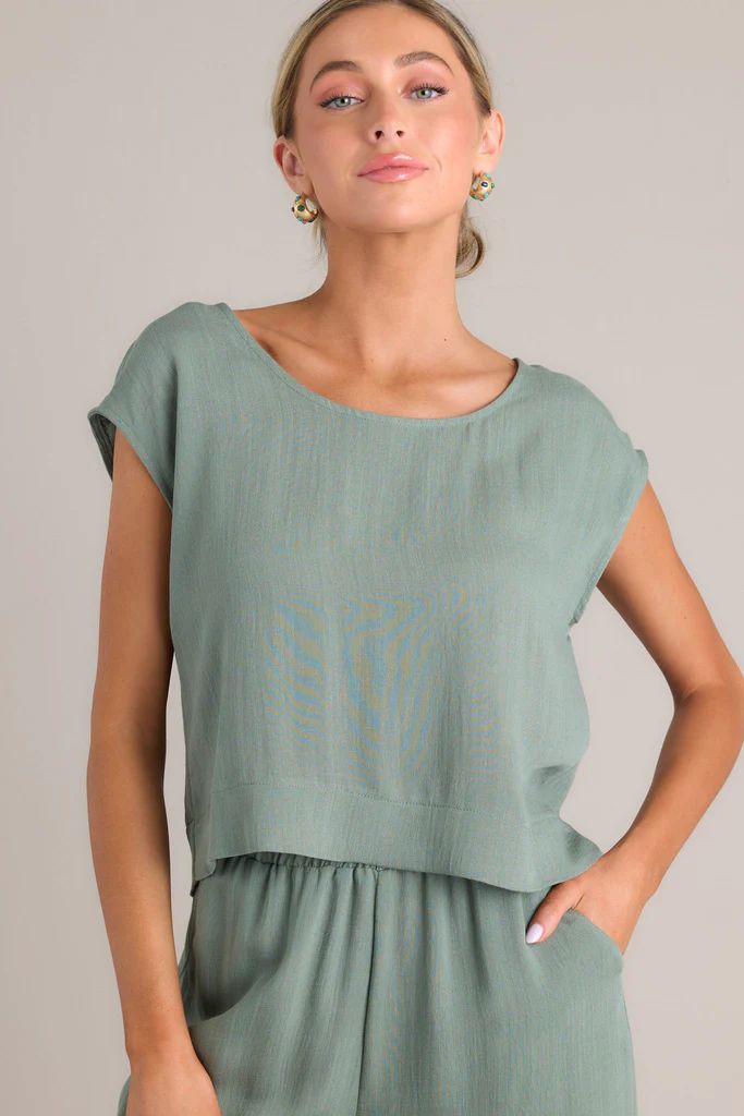 Signature Staple Sage Green Top | Red Dress