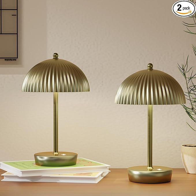 Small Portable Cordless Table Lamp, 3-Way Dimmable Touch Rechargeable Battery Powered Mushroom La... | Amazon (US)