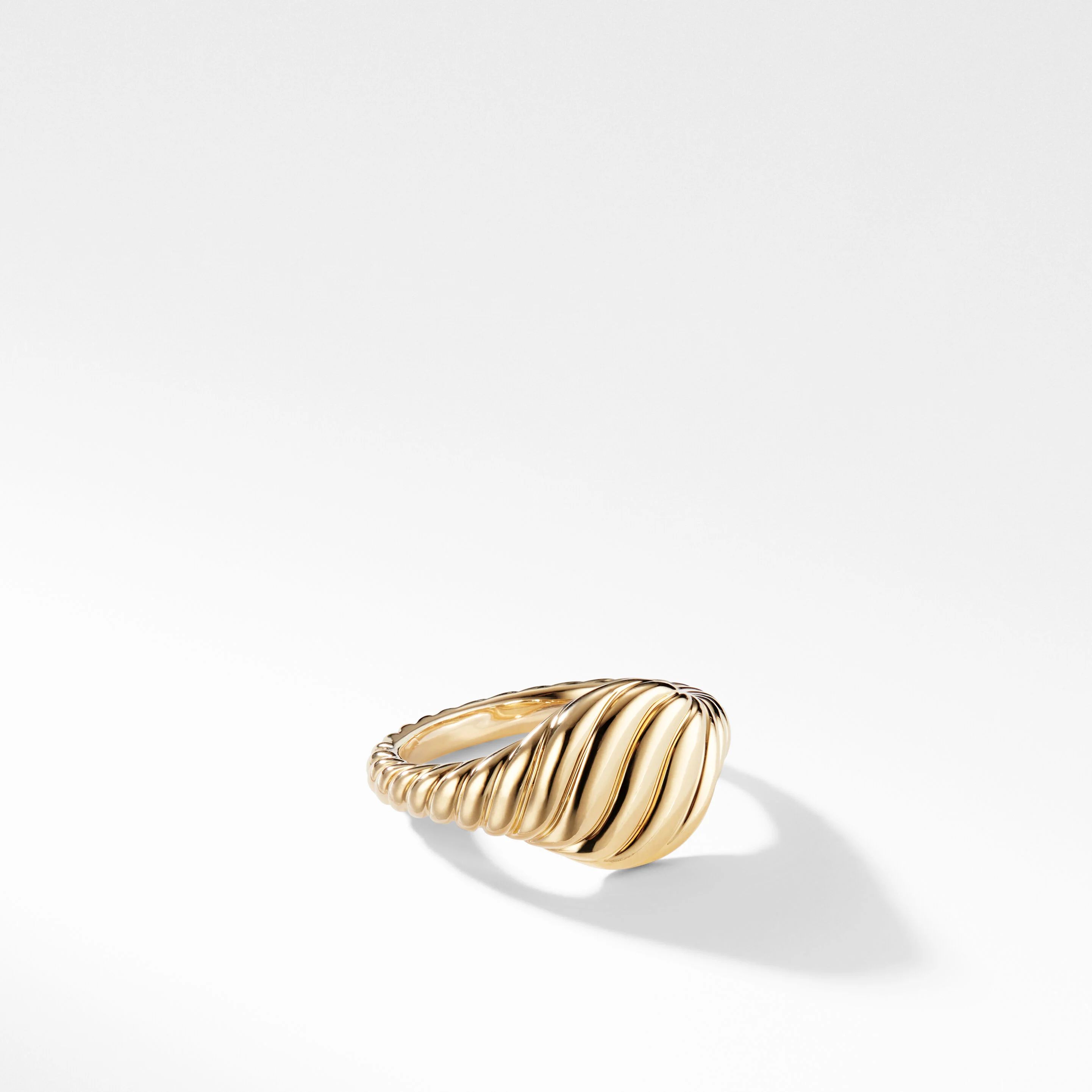 Sculpted Cable Pinky Ring in 18K Yellow Gold | David Yurman
