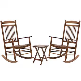 VEIKOUS 2 Natural Wood Frame Rocking Chair with Slat Seat | Lowe's