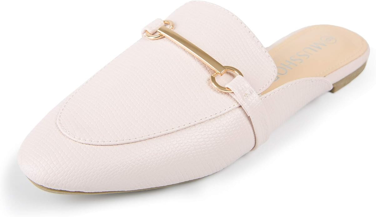 MUSSHOE Mules for Women Slip on Flats Loafers, Pointed Tose Womens Mules, Flat Loafers Shoes for ... | Amazon (US)